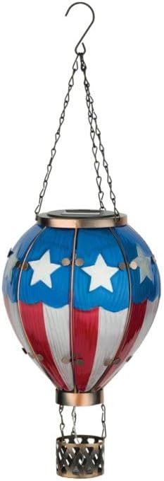 Regal Art &amp Gift Hot Air Balloon Solar Lantern – Hanging Solar-Powered LED Lights Waterproof Portable Decorative Outdoor Lamp Made of Metal &amp Glass for Garden Patios &amp Pathway – American