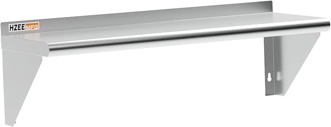 NSF Stainless Steel Wall Mount Shelf 12 x 36 Inches 18 Gauge Metal Floating Shelving with 2 Brackets Rack Shelves for Kitchen Restaurant Laundry RoomLab Gym and Garage