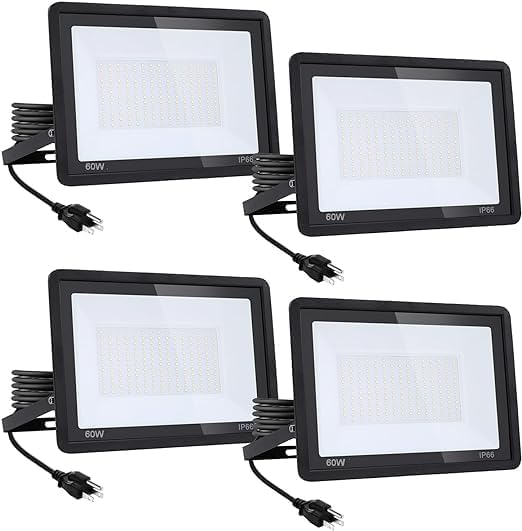 4Pack-60W 6600LM Super Bright LED Flood Light with Excellent Color Restore Ability - Waterproof Shatterproof Energy Saving - Perfect for Indoor and Outdoor Use