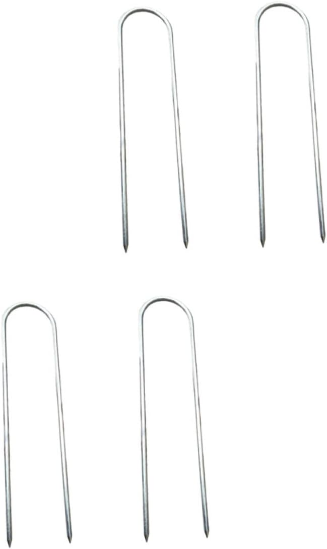 4Pcs Heavy Duty U Shaped Tent Stakes Durable Ground Pegs for Trampoline Canopy Awning and Camping Easy to Install Landscape Pins with Pointed Ends for Secure Grounding