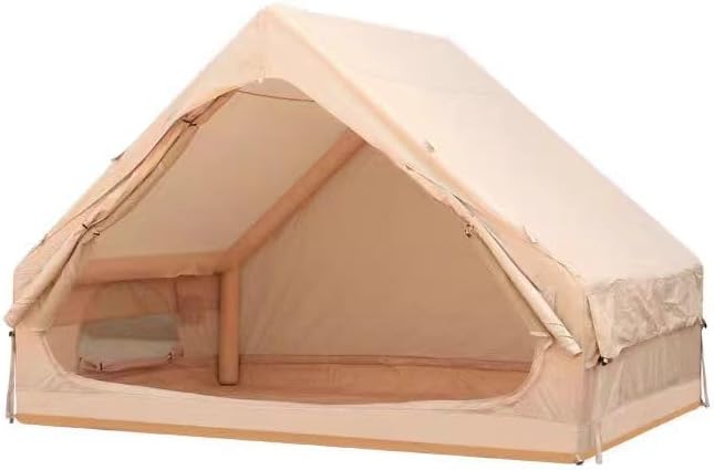 Inflatable Glamping Tent with Pump – 4-6 Person 4-Season Waterproof Outdoor Shelter: Easy Setup &amp 12 Mesh Windows for Luxury Camping