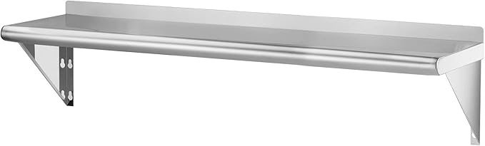APLSS NSF Stainless Steel Wall Shelf 12 x 48 Inches 255 lb Floating Mount Rack for Commercial &amp Residential Use