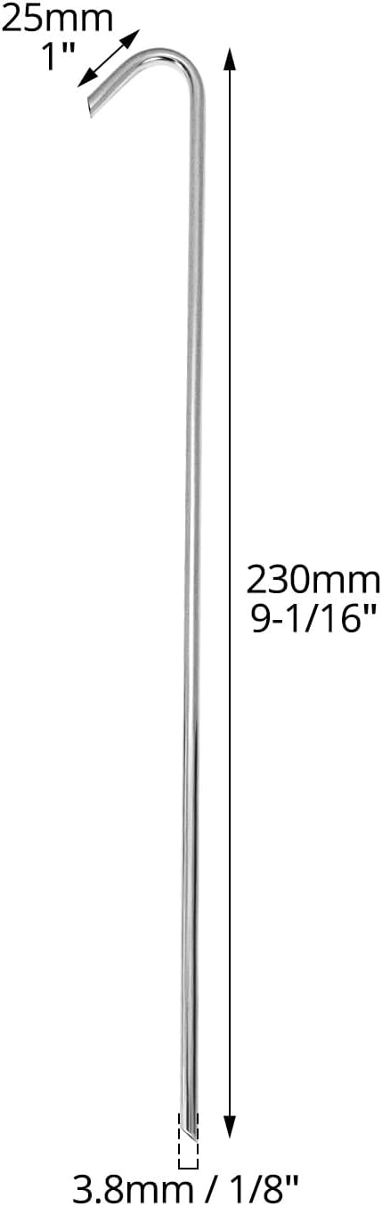 QWORK Metal Tent Stakes 120 Pack 9-Inch Heavy Duty Camping Tarp Stakes Galvanized Steel Garden Edging Fence Hooks Canopy Anchors