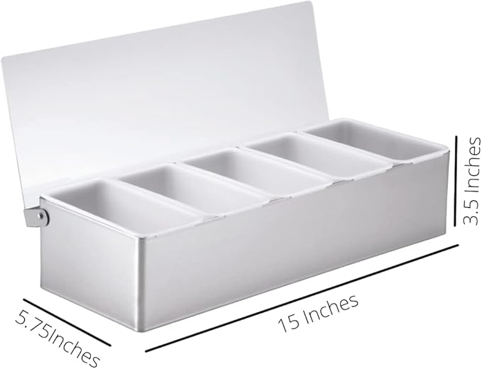 TableCraft Condiment Caddy Pizza Topping Station Stainless Steel Base