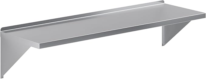 AmGood 18 x 60 Stainless Steel Wall Shelf | Appliance &amp Equipment Metal Shelving | NSF | Kitchen Restaurant Garage Laundry Utility Room | Heavy Duty | Squared Edge