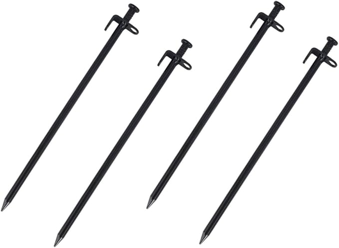 Steel Tent Stakes 30cm Heavy Duty Tent Pegs 4pcs Outdoor Camping Hiking Accessories for Snow and Hard Ground