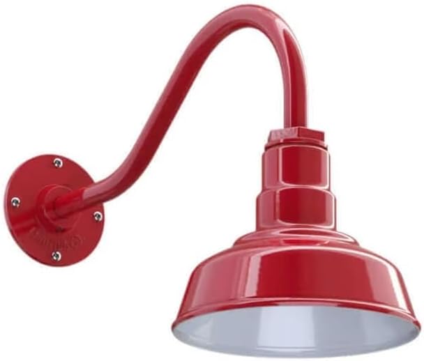 AGB101-10-AS8 RED - Standard Barn Light with Gooseneck Arm | Outdoor LED Lights Classic Floodlight Design for Barn Lights Outdoor Durable Metal Construction Energy-Efficient