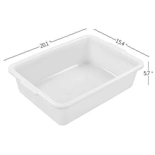 4-Pack 23 Liter Commercial Bus Tubs White Plastic Wash Basin Bus Tote Dish Wash Basin Tub Pans
