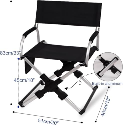 Lightweight Foldable Directors Chair with Carry Bag - Compact Arm Chair for Outdoor Camping Sports Events Tailgating Beach Relaxation and Fishing Adventures