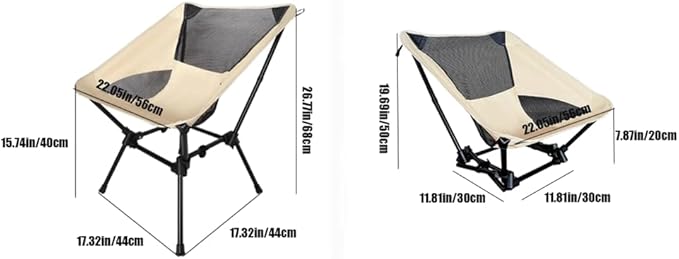 Lightweight Three-Side Microporous Breathable MeshSupport Weight 330 LbsOutdoor ChairWider Seat Height 16inSquare Structure for Solid SupportLawn Chair for Beach Balcony Camping