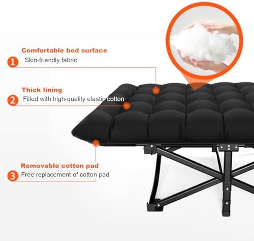 Portable Folding Adult BedAdult Folding Bed Camping Cot Folding Camping Cot with Mat for Adults Heavy Duty Outdoor Bed with Carry Bag Layer Oxford Travel Camp Cots for Camping Spare