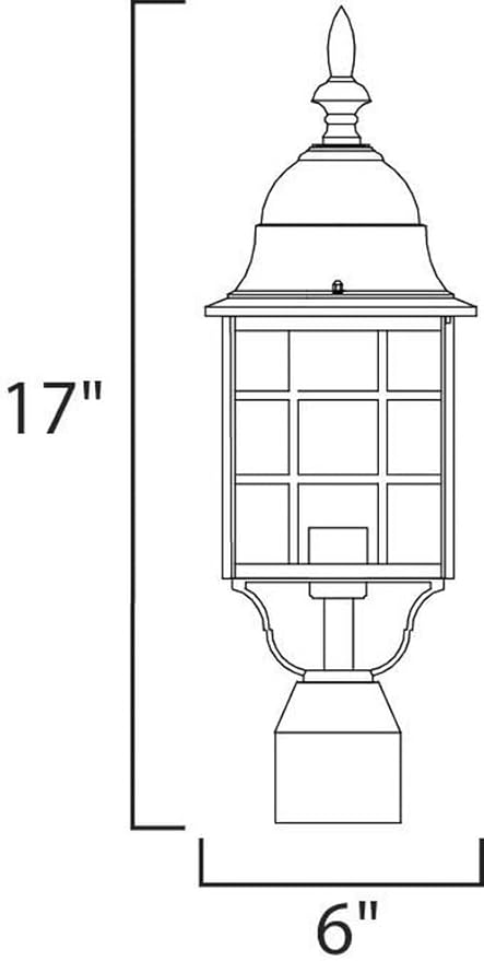 Maxim North Church-1 Light Outdoor Pole/Post Mount in Lodge Style-6 Inches Wide by 17 inches high