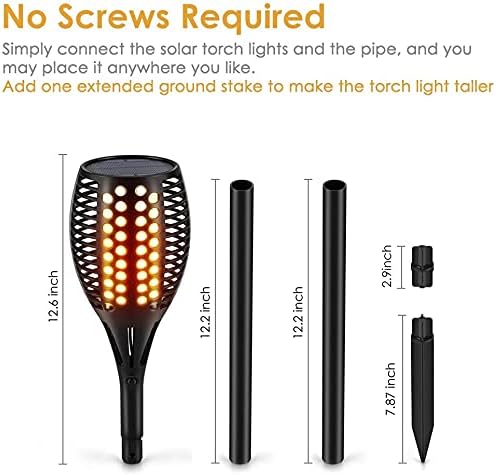 Aityvert Upgraded Larger Solar Torch Lights Waterproof Outdoor Dancing Flames Light Flickering Flames Garden Light Landscape Decoration Pathway Patio Lights 43 96 LED (6 Pack)