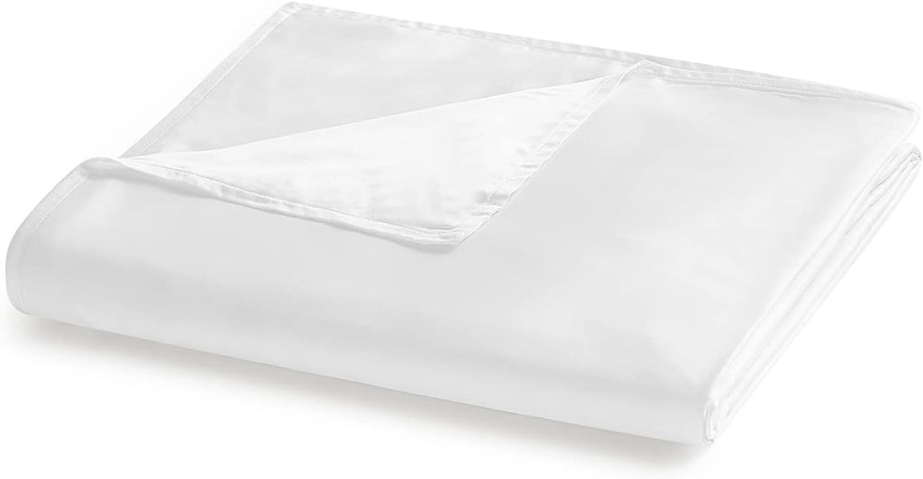 YnM Exclusive Cooling Duvet Cover for Weighted Blankets with 16 Strings (White 48x72)