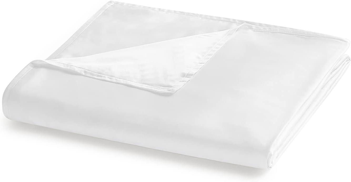 YnM Exclusive Cooling Duvet Cover for Weighted Blankets with 16 Strings (White 48x72)