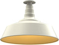 Steel Lighting Co. Manhattan Warehouse Light | Ceiling Mounted Pendant | 20 inch Dome | Flush Mount | Large Steel Barn Light Made in America | Cream Exterior/Brass Interior