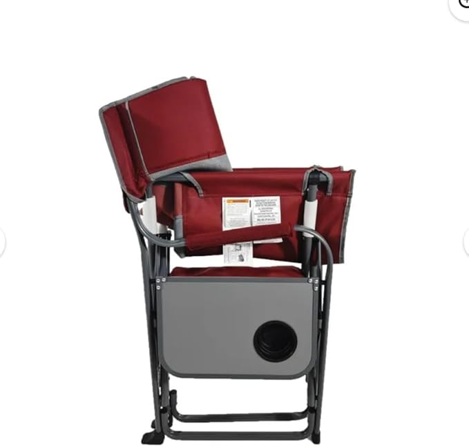 Folding Director's Chair with Side Table and Cooler Heavy-Duty Camping Chair 33.73W x 37.3H inches (Red Sport)