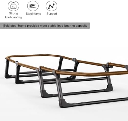 Portable Folding Adult BedCamping Cot Folding Camp Beds Heavy Duty Camping Bed with Mattress Height Adjustable Sleeping Cot Outdoor Travel Office Portable Camping Cot for Sleeping F
