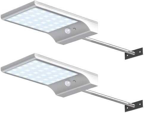 Solar Light OutdoorMotion Sensor Wall Lights with Mounting PolesWaterproof Detector LightSecurity Lighting for Barn Porch Garage 2 PackWhite