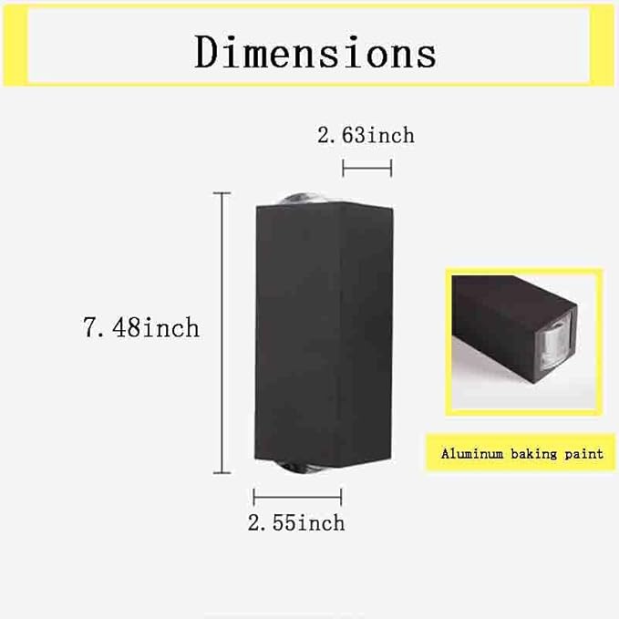 Bofea-Outdoor Waterproof Wall Sconce Black Aluminum Construction with Dual Up/Down LED Lights Outside Wall Lights Ideal for Patio Garden and Porch Lighting(One Main Beam Up and Down)