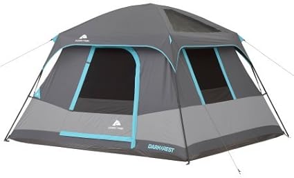 10' x 9' Ozark Trail Six-Person Dark Rest Cabin Family Camping and Adventure Tent Includes a Gear Loft Hanging Organizer and Electrical Port Access and Ground Vent for Improved Air Circulation
