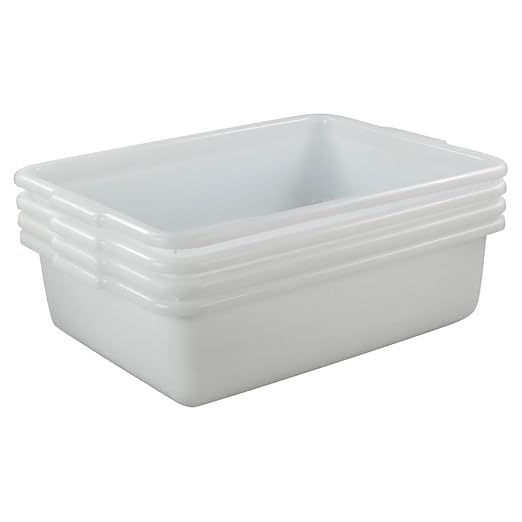 Kekow 4-Pack 22 L Commercial Bus Tubs/Bus Box White Large Plastic Tote Box