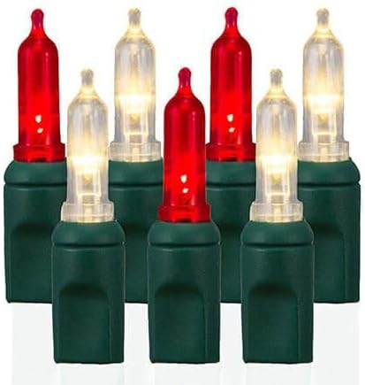 Pro Christmas T5 LED Christmas Lights - 70 Count Classic 5mm String Light Set - Professional Grade Indoor/Outdoor Commercial Holiday Lights for Trees Bushes &amp Décor - 2800K Warm White &amp Red