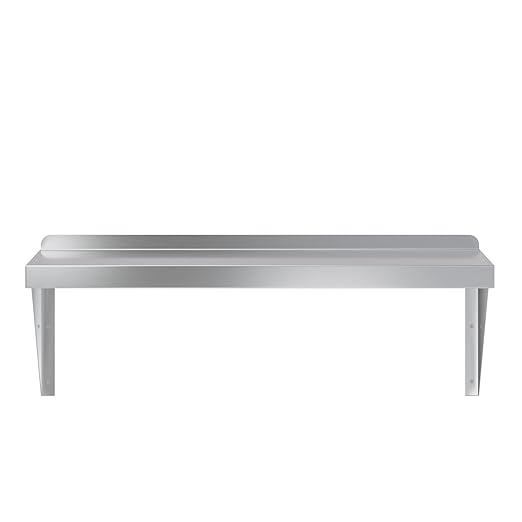 AmGood 12 Width x 30 Length | Stainless Steel Wall Shelf | Square Edge | Metal Shelving | Heavy Duty | Commercial Grade | Wall Mount | NSF Certified
