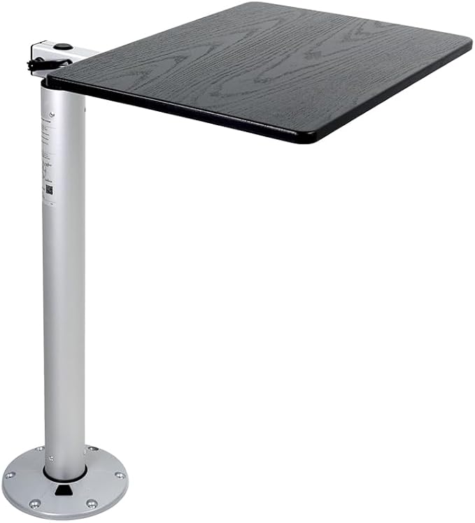 Manufacturers' Select ITC RV Side Table with MOD with Cypress Floor Mount Table Leg System (Black Shiplap Table Top w/Silver MOD with Cypress Table Leg)