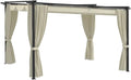 13.1'x9.8' Cream Heavy Duty Steel Gazebo with PA-Coated Canopy Roof and 2 Sidewalls for Outdoor Parties BBQs Patio Shelter Easy Assembly
