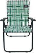 MOUNTAIN SUMMIT GEAR Retro Webbed Camping Chair - Lightweight Foldable Durable Steel Frame 300lb Capacity Vintage Stripes by Caddis Sports (2 Sage Green)