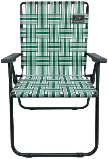 MOUNTAIN SUMMIT GEAR Retro Webbed Camping Chair - Lightweight Foldable Durable Steel Frame 300lb Capacity Vintage Stripes by Caddis Sports (2 Sage Green)