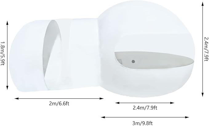 Bubble Tent Dome House Camping Tent 9.8ft 3-5 Person Garden Outdoor Clear Dome Igloo Tent with Air Blower Large Pop Up Screen House for Patios Clear+ White