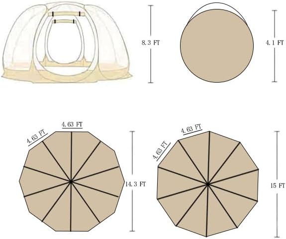 15x15FT Pop Up Bubble TentClear Dome Tent for 10-15 PeopleCamping Shelter for Sports WatchingParties Stargazing