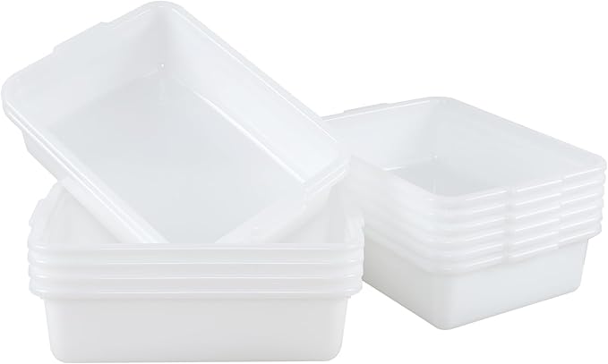 12 Packs 13 L Commercial Tote Box Food Service Bus Tub Trays White