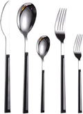 Cutlery Set 60 Piece Stainless Steel Cutlery Set Service for 12 Dishwasher Safe/Easy Care Highly Polished Camping Cutlery Set Black Handle