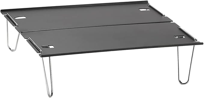 Toyvian 1set Alloy Tea Table Easy to Clean Portable Outdoor Camping Desk Multi-Purpose Folding Table Black