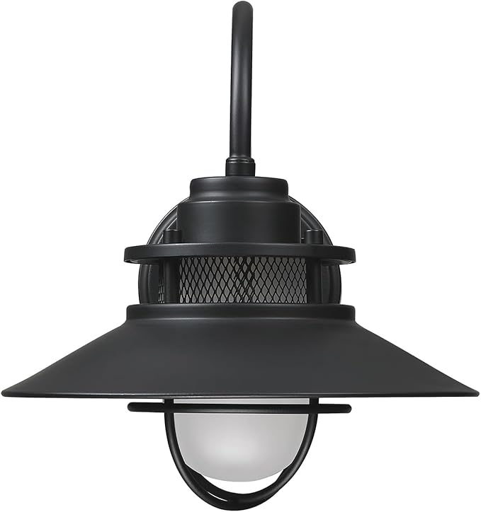 Outdoor Gooseneck Barn Light Fixture with Cage - Exterior Wall Sconce Farmhouse Gooseneck Light Outdoor Porch Sconce for Garage Coastal Lantern for Outside