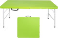 4 Foot Folding Table Utility TablePortable 4Ft Adjustable Height Folding Table Heavy Duty Fold-in-Half Table Small Utility Foldable Table Camping Table for Dining Picnics (Green)