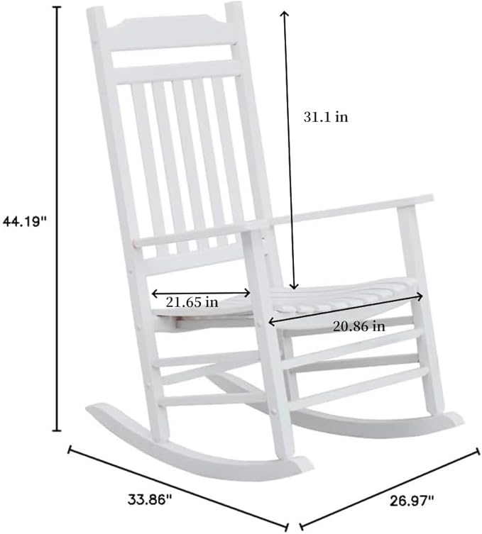 Patio Outdoor Rocking Chairs Small Foldable Side Table Set of 3 Piece Porch Wooden Comfy Rockers Folding End Table Furniture Indoor Outside Camping Balcony Lawn and Bistro White