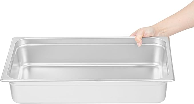 Restaurantware-Kitchen Tek Full Size Steam Table Pans 6 Anti-Jam Steam Pans - Lids Sold Separately 4” Deep 24 Gauge Stainless Steel Hotel Pan Freezable For Catering Events And Parties