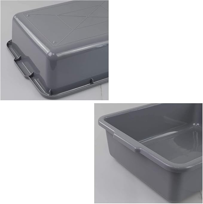 Cand 4 Packs Commercial Bus Tubs 22 L Plastic Bus Box Grey Utility Dishpan