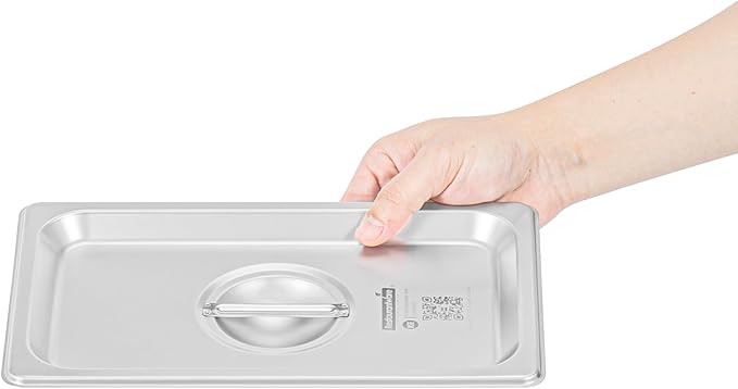Restaurantware Stainless Steel Steam Table Pan Cover 1 Pack of 1/4 Size Heavy-Duty Hotel Pan Lid Polished Exterior Freezer-safe Dishwasher-safe For Commercial Kitchens Catering Events