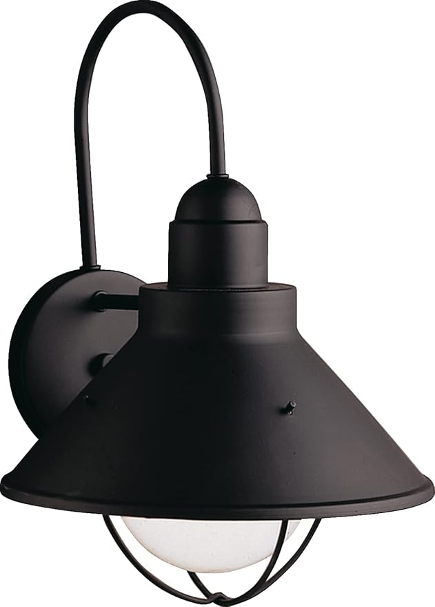 Kichler 9023BK Seaside Aluminum Outdoor Wall Sconce Lighting 60 Watts Black (Painted)14.25 Height