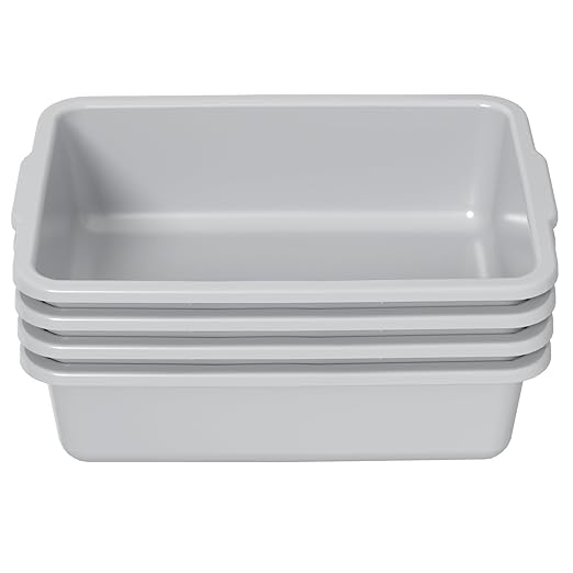 Set of 4 35 L Large Commercial Bus Tubs Restaurant Plastic Bus Box Gray