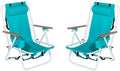 Beach Chairs for Adults 2 PackPortable Folding Backpack Beach Chair with Headrest Cup Holder and Wooden ArmrestsCup Holder for Outdoor/Lawn/PicnicFoldable Camping Chair (Green-2Set)