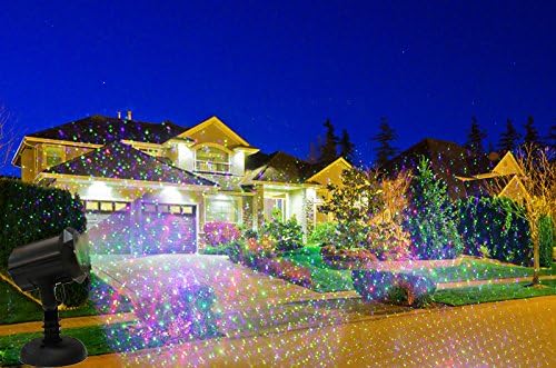 LEDMall Christmas Laser Projector Lights Outdoor Motion Firefly Red Green and Blue with Remote Control and Security Lock