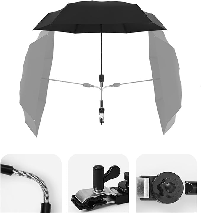Chair Umbrella with Clamp Adjustable Umbrella for Chair Stroller Umbrella Parasol Waterproof Umbrella for Beach Chair Wheelchair Stroller Camping Chair