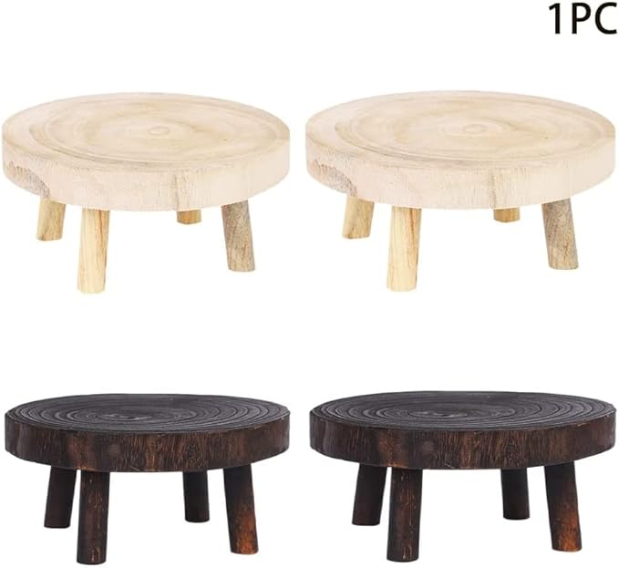 Low Stool Round Footstool Fishing Stable Corner Wooden Stool for Outdoor Picnic Bathroom Portable Household Foot Stool Stable (Brown)