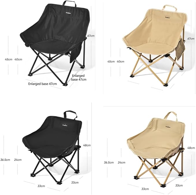 Camp Chair Folding Portable Lawn Chair with Backrest 130 Kg Capacity Canvas Cushion Seat Outdoor Picnic Chair for Beach Fishing Camping Hiking BBQ(Black40cm/16in)